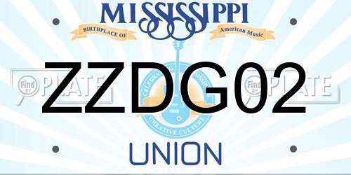 ZZDG02 Mississippi License Plate