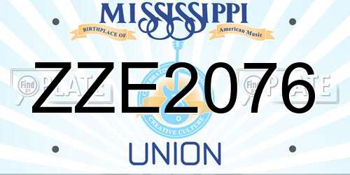 ZZE2076 Mississippi License Plate