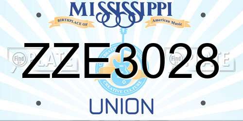 ZZE3028 Mississippi License Plate