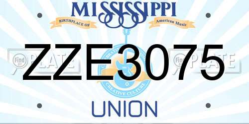 ZZE3075 Mississippi License Plate