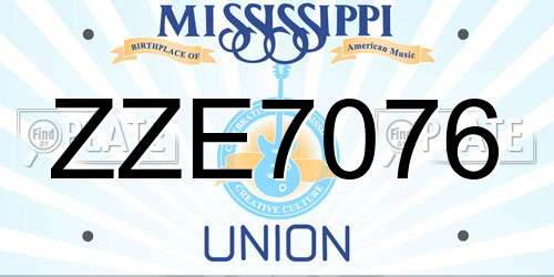 ZZE7076 Mississippi License Plate