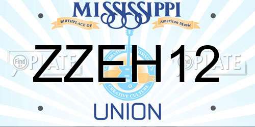 ZZEH12 Mississippi License Plate