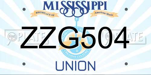 ZZG504 Mississippi License Plate