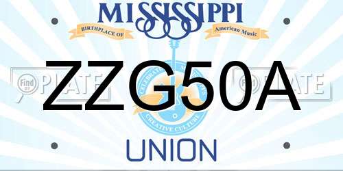 ZZG50A Mississippi License Plate