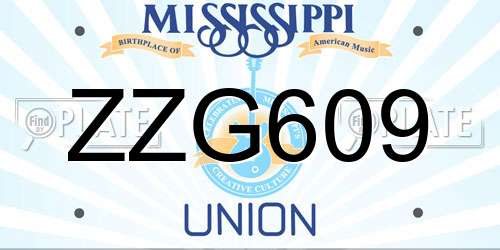 ZZG609 Mississippi License Plate