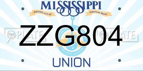 ZZG804 Mississippi License Plate