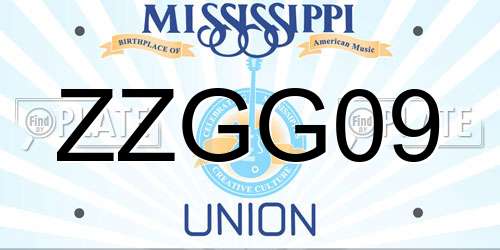 ZZGG09 Mississippi License Plate