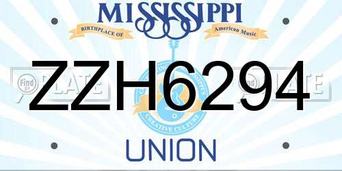 ZZH6294 Mississippi License Plate