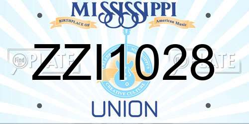 ZZI1028 Mississippi License Plate