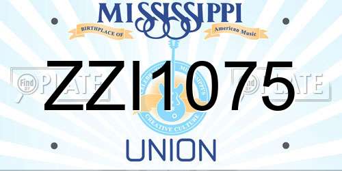ZZI1075 Mississippi License Plate