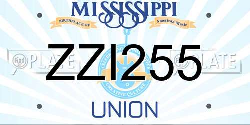 ZZI255 Mississippi License Plate
