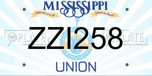 ZZI258 Mississippi License Plate