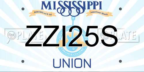 ZZI25S Mississippi License Plate