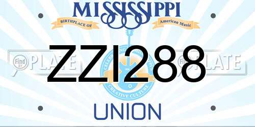 ZZI288 Mississippi License Plate