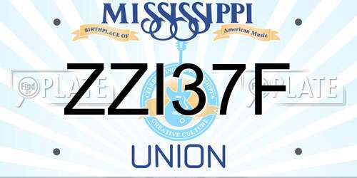 ZZI37F Mississippi License Plate