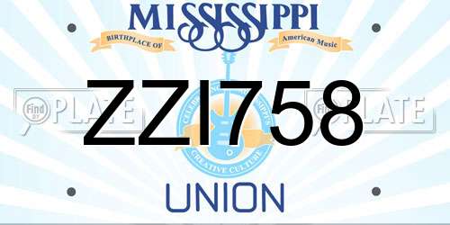 ZZI758 Mississippi License Plate