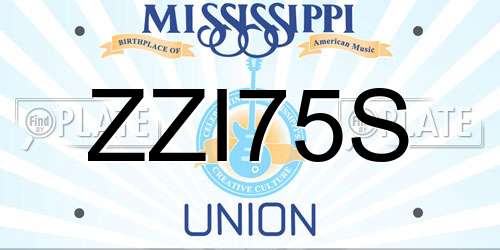 ZZI75S Mississippi License Plate