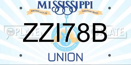 ZZI78B Mississippi License Plate