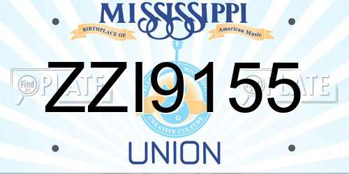 ZZI9155 Mississippi License Plate