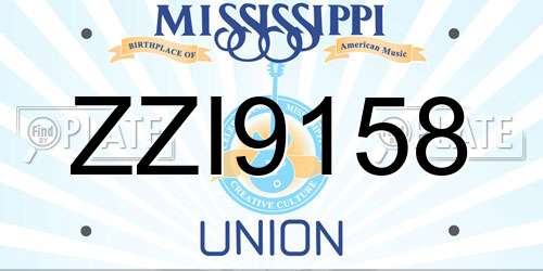 ZZI9158 Mississippi License Plate