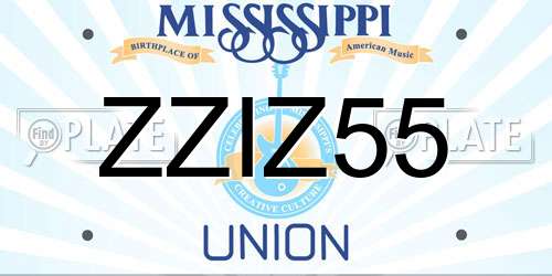 ZZIZ55 Mississippi License Plate