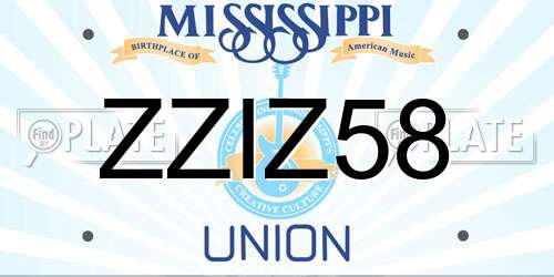 ZZIZ58 Mississippi License Plate