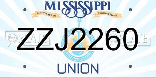 ZZJ2260 Mississippi License Plate