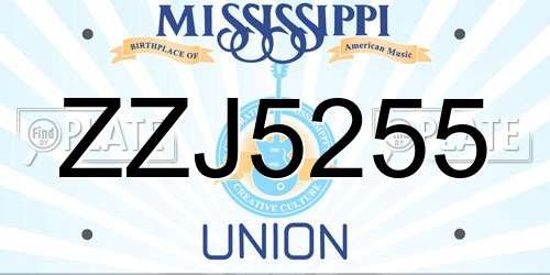 ZZJ5255 Mississippi License Plate