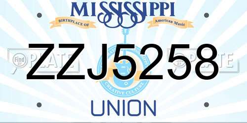 ZZJ5258 Mississippi License Plate