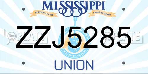 ZZJ5285 Mississippi License Plate