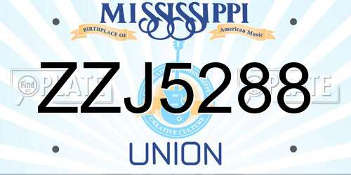 ZZJ5288 Mississippi License Plate