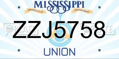 ZZJ5758 Mississippi License Plate