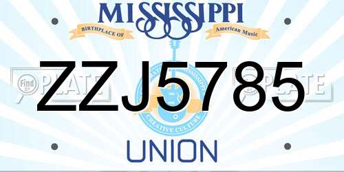 ZZJ5785 Mississippi License Plate