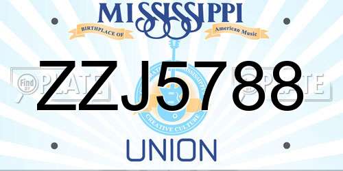 ZZJ5788 Mississippi License Plate