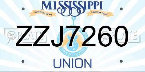 ZZJ7260 Mississippi License Plate