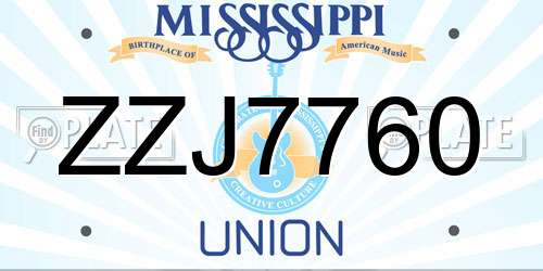 ZZJ7760 Mississippi License Plate