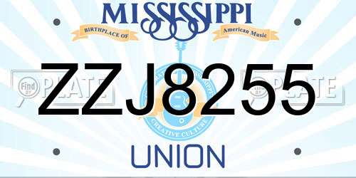 ZZJ8255 Mississippi License Plate