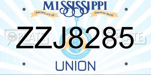 ZZJ8285 Mississippi License Plate