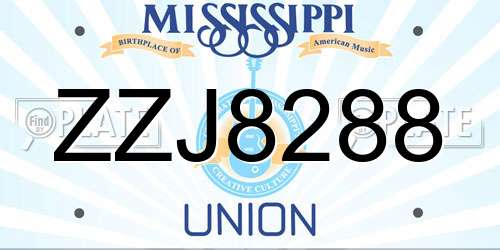 ZZJ8288 Mississippi License Plate