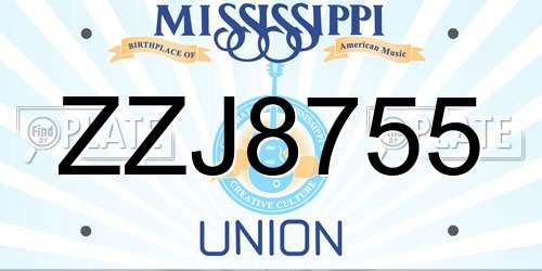 ZZJ8755 Mississippi License Plate