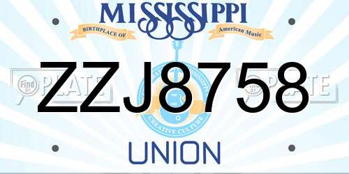 ZZJ8758 Mississippi License Plate