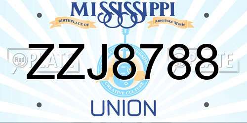 ZZJ8788 Mississippi License Plate