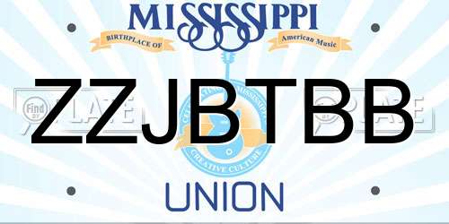 ZZJBTBB Mississippi License Plate