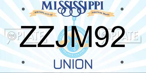 ZZJM92 Mississippi License Plate