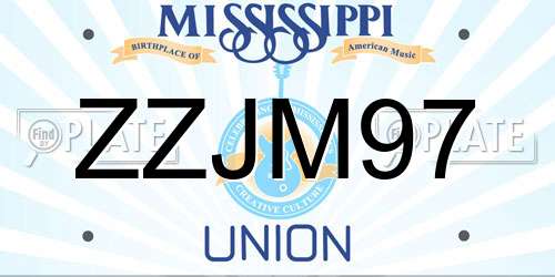 ZZJM97 Mississippi License Plate