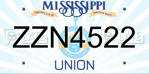 ZZN4522 Mississippi License Plate