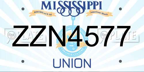 ZZN4577 Mississippi License Plate