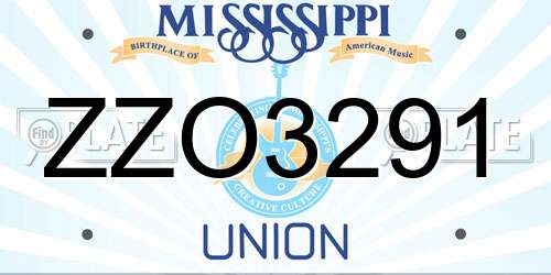 ZZO3291 Mississippi License Plate