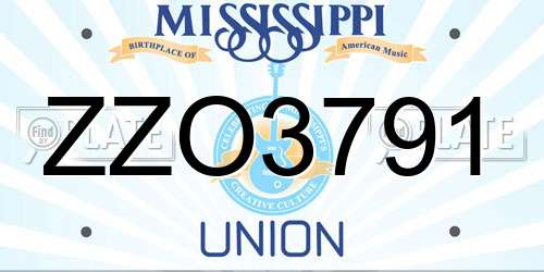 ZZO3791 Mississippi License Plate