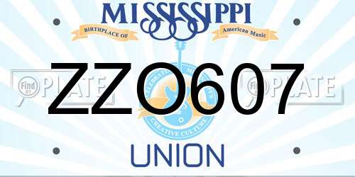 ZZO607 Mississippi License Plate